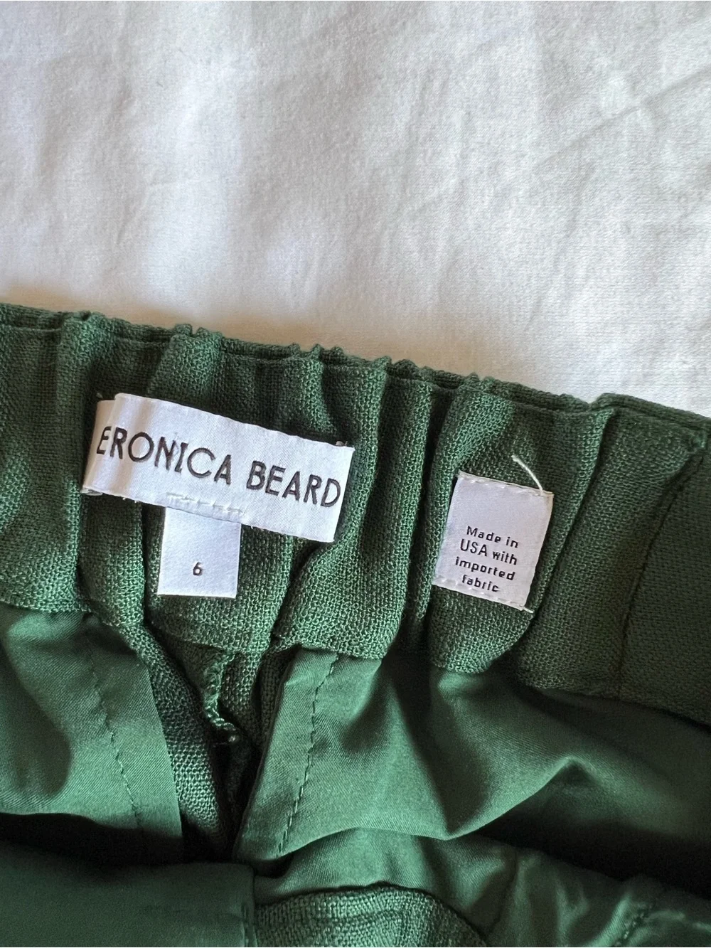 Veronica Beard Marbeau Wide-Leg High-Rise Pants in Forest